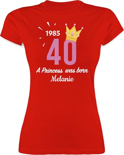 Shirt Damen - 40. Geburtstag - 1985 A Princess was Born - zum Vierzigsten - mit Name - M - Rot - 40 Frau Tshirt 40.Geburtstag personalisierte Funshirts für Frauen t-Shirt jährige vierzigster von Geschenk mit Namen personalisiert by Shirtracer