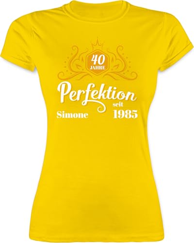 Shirt Damen - 40. Geburtstag - 40 Jahre Perfektion seit 1985 Legende - L - Gelb - Tshirt zum 40.Geburtstag vierzigsten 1983 t-Shirt Name vierzigster für Frauen jährige 40.Jahre tailliert Years von Geschenk mit Namen personalisiert by Shirtracer