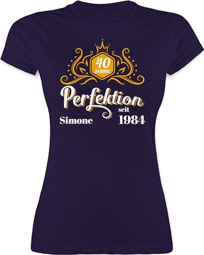 Shirt Damen - 40. Geburtstag - 40 Jahre Perfektion seit 1984 Legende - L - Lila - Tshirt tailliert zum t-Shirt Name 40.Geburtstag 1983 Frau für jährige vierzigster t Personalisieren Frauen von Geschenk mit Namen personalisiert by Shirtracer