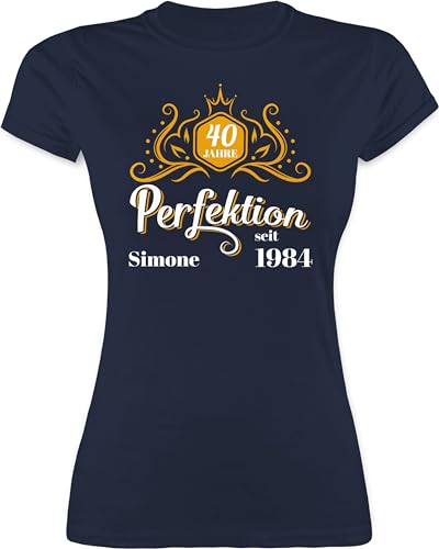 Shirt Damen - 40. Geburtstag - 40 Jahre Perfektion seit 1984 Legende - L - Navy Blau - Frau Tshirt zum Name 40.Geburtstag t-Shirt Years Frauen vierzigster t vierzigsten Geschenke personalisierte von Geschenk mit Namen personalisiert by Shirtracer