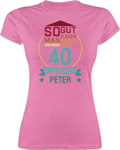 Shirt Damen - 40. Geburtstag - So gut kann Man mit 40 Aussehen zum Vierzigsten. - rot/blau - XXL - Rosa - Frauen Tshirt Name 40.Geburtstag er t-Shirt für jährige vierzigsten Jahre t-Shirts Years von Geschenk mit Namen personalisiert by Shirtracer