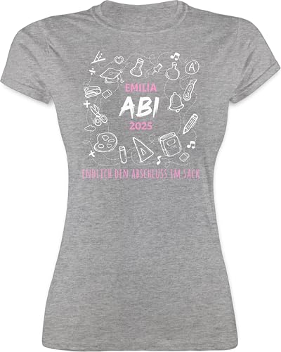 Shirt Damen - Abschluss - Abi 2025 personalisiertes Geschenk | Geschenke zum Bestandenen Abitur 2025 mit Namen - L - Grau meliert - Shirts für bestandene abschlussprüfung Tshirt schulabschluss t von Geschenk mit Namen personalisiert by Shirtracer