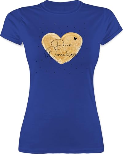 Shirt Damen - Aufdruck selbst gestalten - Dein Wunschtext I Geschenk personalisiert Weihnachten I Vatertag I Muttertag I Geburtstag - XXL - Royalblau - Tshirt Bedrucken Lassen personalisierte Herz von Geschenk mit Namen personalisiert by Shirtracer