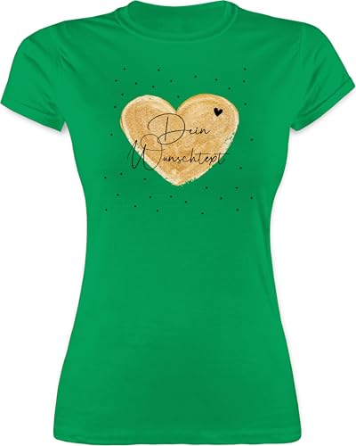 Shirt Damen - Aufdruck selbst gestalten - Dein Wunschtext I Geschenk personalisiert Weihnachten I Vatertag I Muttertag I Geburtstag - XL - Grün - Tshirt Bedrucken Lassen personalisierte Herz von Geschenk mit Namen personalisiert by Shirtracer
