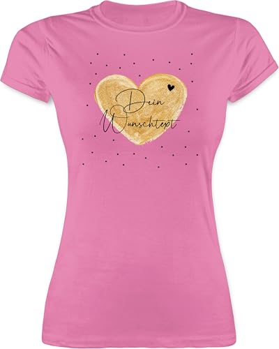 Shirt Damen - Aufdruck selbst gestalten - Dein Wunschtext I Geschenk personalisiert Weihnachten I Vatertag I Muttertag I Geburtstag - XL - Rosa - Tshirt Bedrucken Lassen personalisierte Herz t-Shirt von Geschenk mit Namen personalisiert by Shirtracer