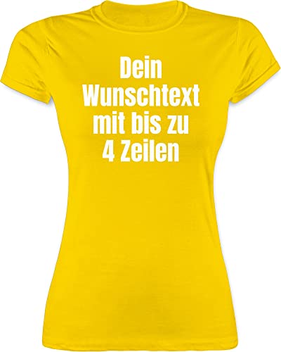 Shirt Damen - Aufdruck selbst gestalten - Wunschtext I Eigener Text I Custom Text - S - Gelb - individuelles t-Shirt Tshirt Bedrucken Lassen personalisierte Datum Funshirts für Frauen beliebigem von Geschenk mit Namen personalisiert by Shirtracer