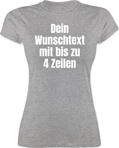 Shirt Damen - Aufdruck selbst gestalten - Wunschtext I Eigener Text I Custom Text - XL - Grau meliert - individuelles t-Shirt Tshirt Bedrucken Lassen personalisierte Datum Funshirts für Frauen von Geschenk mit Namen personalisiert by Shirtracer