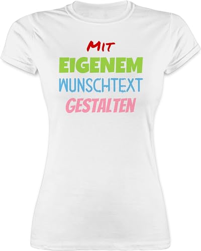 Shirt Damen - Aufdruck selbst gestalten - Wunschtext I Mit eigenem Text personalisiert I Custom Text - L - Weiß - t Tshirt Bedrucken Lassen personalisierte beschriften Tshirts namens-Shirt 4 zeilen von Geschenk mit Namen personalisiert by Shirtracer