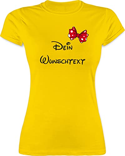 Shirt Damen - Aufdruck selbst gestalten - Wunschtext Schleife - L - Gelb - Tshirt zum selber Bedrucken eigenem Schriftzug personalisierter t Shirts t-Shirt Text frei wählbar eigener Aufschrift von Geschenk mit Namen personalisiert by Shirtracer