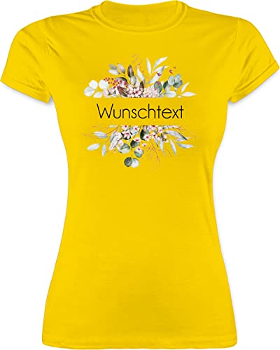 Shirt Damen - Aufdruck selbst gestalten - Wunschtext - XL - Gelb - with Text eigenem dem Machen Lassen selbstgewähltem individuellen eigener Schriftzug Name Personalisieren gestaltete von Geschenk mit Namen personalisiert by Shirtracer