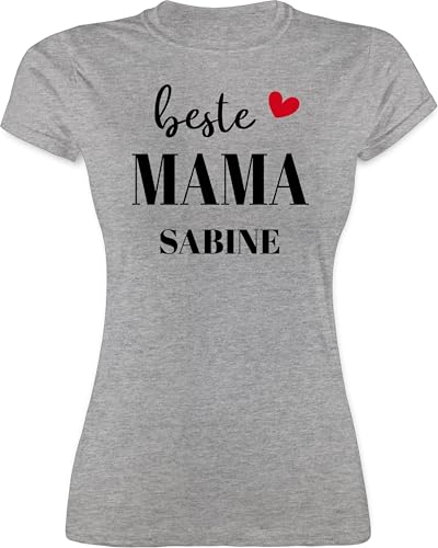 Shirt Damen - Beste Mama Geschenk Muttertag personalisiert I Mami Geschenk Mutter I Muttertagsgeschenk für Mütter - M - Grau meliert - mom Tshirt Mutti t-Shirt muttertagsgeschenke von Geschenk mit Namen personalisiert by Shirtracer