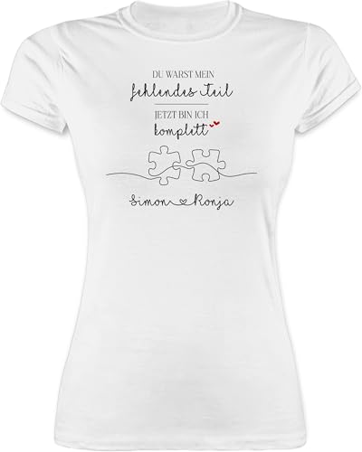 Shirt Damen - Du warst Mein fehlendes Teil personalisiert I I Partner Geschenke Pärchen Valentinstag I Valendienstagsgeschenk Paar - L - Weiß - Couple von Geschenk mit Namen personalisiert by Shirtracer