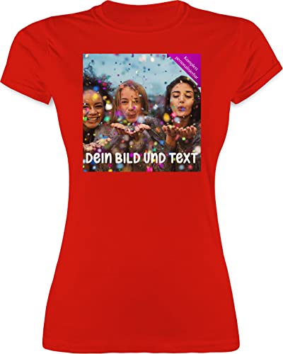 Shirt Damen - Foto eigenem - Fotogeschenk I Geschenk Bild personalisiert I Geschenk mit Bild I Custom Photo - XL - Rot - selber Bedruckte t-Shirts muttertagsgeschenk Tshirt selbst drucken Druck von Geschenk mit Namen personalisiert by Shirtracer