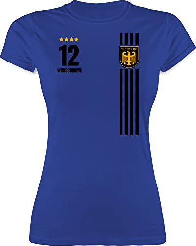 Shirt Damen - 2024 Fussball EM Fanartikel - Deutschland Germany Trikot Style - M - Royalblau - Frauen Tshirt wm fußball t-Shirt 24 t mädchen Deutschland-t-Shirt Europa Deutschland-Fanartikel von Geschenk mit Namen personalisiert by Shirtracer