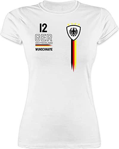 Shirt Damen - 2024 Fussball EM Fanartikel - Deutschland WM Trikot Farben - XL - Weiß - fußball Germany Tshirt Europa Name t-Shirt Frauen von Geschenk mit Namen personalisiert by Shirtracer