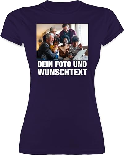 Shirt Damen - Geschenk mit Bild I eigenem Foto I Name I eigener Text I Wunschtext - L - Lila - individuell Bedruckte t-Shirts muttertagsgeschenk Tshirt selbst drucken Logo t-Shirt namens-Shirt von Geschenk mit Namen personalisiert by Shirtracer