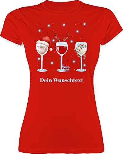 Shirt Damen - Geschenke Christmas - Weingläser Weihnachten - XXL - Rot - personalisierte weihnachtsshirt Weihnachtszeit weinglas t-Shirt Weihnachts Tshirt weihnachtsmotiven weihnachtsmotiv von Geschenk mit Namen personalisiert by Shirtracer