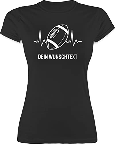 Shirt Damen - Geschenke - Football Geschenk personalisiert mit Namen und Herzschlag American Football Männer Superbowl - XXL - Schwarz von Geschenk mit Namen personalisiert by Shirtracer