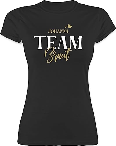 Shirt Damen - JGA Junggesellenabschied Frauen - Team Braut Bride Team Crew - M - Schwarz - jubggesellinnenabschied Frau Tshirt junggesellinnenabschied Herzen t-Shirt Junggesellenabschieds Tshirts von Geschenk mit Namen personalisiert by Shirtracer