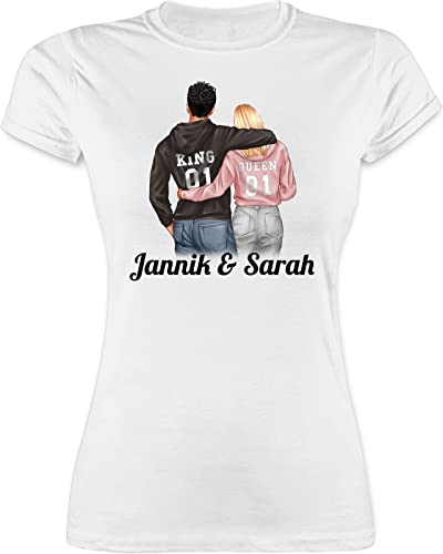 Shirt Damen - Liebe - Partner Geschenke Paar King Queen Couple I Pärchen Weihnachts-Geschenke Valentinstag - L - Weiß - personalisiertes t für Paare Partner-t-Shirt liebeserklärung Freund von Geschenk mit Namen personalisiert by Shirtracer