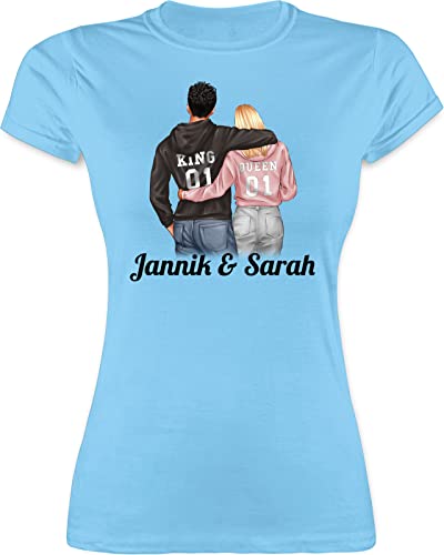 Shirt Damen - Liebe - Partner Geschenke Paar King Queen Couple I Pärchen Weihnachts-Geschenke Valentinstag - XL - Hellblau - personalisiertes t für Paare Partner-t-Shirt liebeserklärung Freund von Geschenk mit Namen personalisiert by Shirtracer