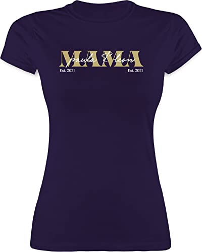 Shirt Damen - Mama Geschenk mit Namen Kinder Datum Geburtsjahr Muttertagsgeschenk Mutti seit - M - Lila - Tshirt 2 Geschenke für mütter mom t-Shirt muttertagsgeschenke Muttertag Oberteil Mum Gifts von Geschenk mit Namen personalisiert by Shirtracer