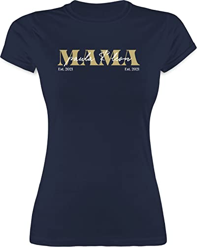 Shirt Damen - Mama Geschenk mit Namen Kinder Datum Geburtsjahr Muttertagsgeschenk Mutti seit - XL - Navy Blau - Tshirt 2 Geschenke für mütter mom t-Shirt muttertagsgeschenke Muttertag Oberteil von Geschenk mit Namen personalisiert by Shirtracer