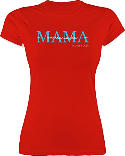 Shirt Damen - Mama Kindernamen Geschenk Geburtstag - XL - Rot - Geschenke für mütter Tshirt zum Muttertag Mutti Mami t-Shirt muttertagsgeschenk von Sohn muttertagsgeschenke mom est t schirts von Geschenk mit Namen personalisiert by Shirtracer