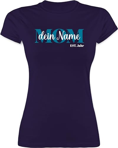 Shirt Damen - Mama - MOM Kinder Namen Datum - XL - Lila - Geschenke für mütter Mutti Tshirt muttertagsgeschenk Muttertag t-Shirt muttertagsgeschenke Mutter Oberteil Mum Gifts mutterzagsgeschenke von Geschenk mit Namen personalisiert by Shirtracer