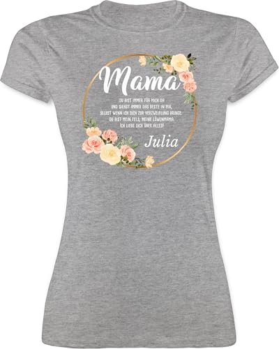 Shirt Damen - Mama du bist Immer für Mich da - L - Grau meliert - t sprüche muttertagsgeschenk Mutti Tshirt Bedruckt Mutter Geschenke zum Muttertag mom t-Shirt Personalisieren muttertagsgeschenke von Geschenk mit Namen personalisiert by Shirtracer