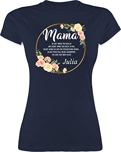 Shirt Damen - Mama du bist Immer für Mich da - M - Navy Blau - t sprüche muttertagsgeschenk Mutti Tshirt Bedruckt Mutter Geschenke zum Muttertag mom t-Shirt Personalisieren muttertagsgeschenke von Geschenk mit Namen personalisiert by Shirtracer