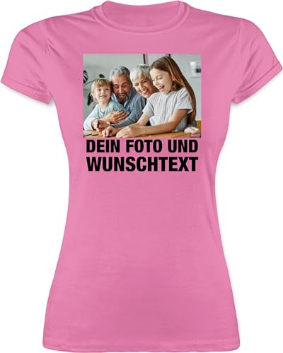 Shirt Damen - Mit Foto I Eigenem Bild I Text I Name I Wunschtext - S - Rosa - Tshirt drucken Lassen t-Shirt selber gestalten personalisiertes Photo Funshirts für Frauen leiber Aufdruck namens-Shirt von Geschenk mit Namen personalisiert by Shirtracer
