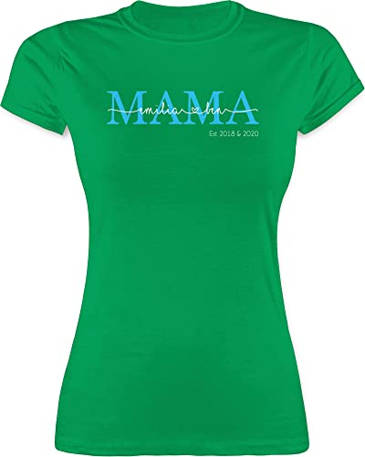 Shirt Damen - Muttertag - Mama Kindernamen Geschenk Geburtstag - S - Grün - mom Tshirt Mutter Sohn Oberteil t-Shirt für mütter personalisiertes Moms Since tailliert Geschenke Outfit Mami Kinder t von Geschenk mit Namen personalisiert by Shirtracer