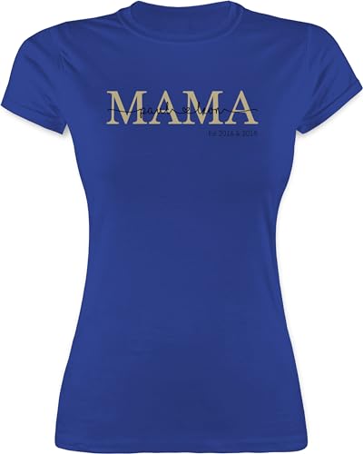 Shirt Damen - Mama mit Namen Kinder est I Geschenk Mama Muttertag I Mutti Geschenkidee Mom I Mum Geburtstag I Weihnachten - M - Royalblau - Mutter & Tochter Tshirt Geschenke für mütter von Geschenk mit Namen personalisiert by Shirtracer