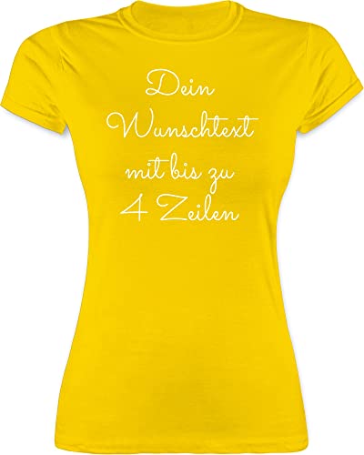 Shirt Damen - Aufdruck selbst gestalten - Wunschtext - L - Gelb - Tshirt Bedrucken individueller Text selber beschrifte schreiben Name Lassen Wunschname zum Schriftzug Druck nach Wahl persönliches von Geschenk mit Namen personalisiert by Shirtracer