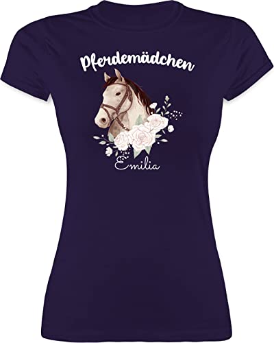 Shirt Damen - Pferd Pferde - Pferdemädchen mit Name personalisiert I Geschenk Pferdeliebhaber - M - Lila - Tshirt pferdemotiv pferden reiten t-Shirt zum selbstgestalten pferdefan Druck t von Geschenk mit Namen personalisiert by Shirtracer