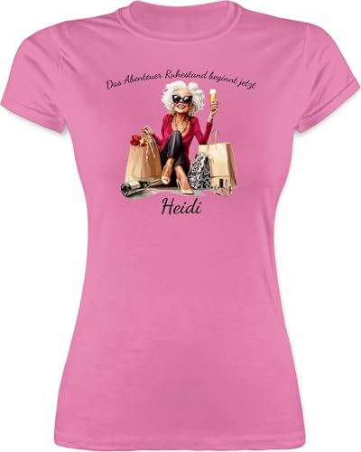 Shirt Damen - Rentnerin - Das Abenteuer Ruhestand beginnt jetzt mit Name I Ruhestand Geschenk Abschied Kollegin Rente Geschenke Pension Frauen I Renteneintritt Geschenk Frau - XXL - Rosa - im für von Geschenk mit Namen personalisiert by Shirtracer