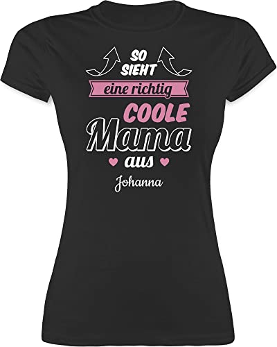 Shirt Damen - So Sieht eine richtig Coole Mama aus - S - Schwarz - Geschenke für mütter Mutti Tshirt muttertagsgeschenk mom t-Shirt muttertagsgeschenke Muttertag Oberteil Mum Gifts Mutter Shirts von Geschenk mit Namen personalisiert by Shirtracer