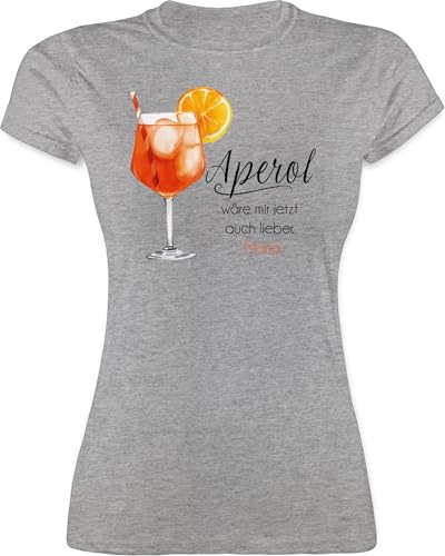 Shirt Damen - Statement - Geschenk Aperol wäre Mir jetzt auch Lieber I Alkohol Geschenkidee Aperol Spritz Geschenk mit Name - XXL - Grau meliert - t Glas t-Shirt t-Shirts for Women with Slogans von Geschenk mit Namen personalisiert by Shirtracer