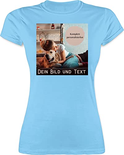 Shirt Damen - eigenem - Foto Bild Geschenk - XL - Hellblau - ausgewählten wo Man Sein eigenes designen Fotos eigene personalisierbar selber Machen selbst eigenen Bilder vorne draufmachen kann von Geschenk mit Namen personalisiert by Shirtracer