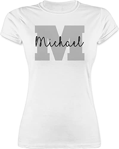 Shirt Damen - für Frauen Anfangsbuchstabe - Anfangsbuchstaben Name - Persönliches Geschenk Personalisiert mit Namen Bedrucken Initialen Personalisierte Custom Buchstabe Wunschname - S - Weiß von Geschenk mit Namen personalisiert by Shirtracer