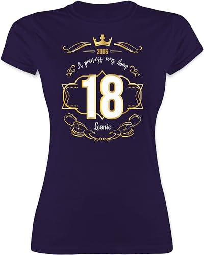 Shirt Damen - 18. Geburtstag - Geburtsjahr 2006 - A Princess was Born - mit Name - L - Lila - mädchen zum 18 18.Geburtstag t Shirts Tshirt t-Shirt Geschenke Funshirt personalisierte Frauen und von Geschenk mit Namen personalisiert by Shirtracer