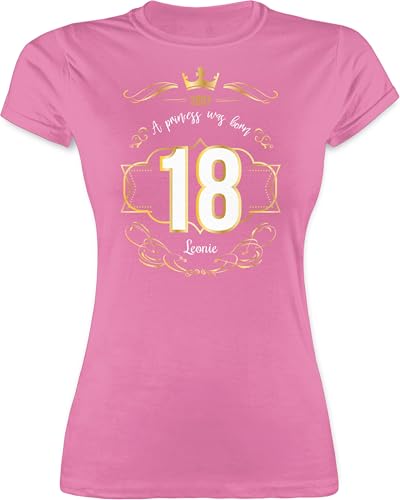Shirt Damen - 18. Geburtstag - Geburtsjahr 2007 - A Princess was Born - mit Name - M - Rosa - personalisierte Shirts 18 Tshirt zum 18.Ten 18.Geburtstag 2006 t-Shirt mädchen .Geburtstag 18ter 2004 von Geschenk mit Namen personalisiert by Shirtracer