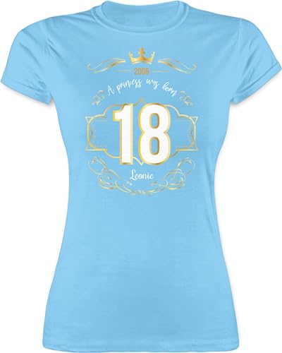 Shirt Damen - 18. Geburtstag - Geburtsjahr 2006 - A Princess was Born - mit Name - S - Hellblau - Tshirt Frauen t mädchen zum 18 18.Geburtstag t-Shirt t-Shirts Shirts personalisiertem .Geburtstag von Geschenk mit Namen personalisiert by Shirtracer