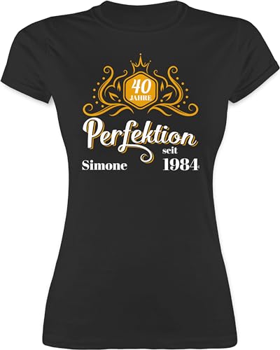 Shirt Damen - 40. Geburtstag - 40 Jahre Perfektion seit 1984 Legende - L - Schwarz - zum 40.Geburtstag Frau Tshirt t-Shirt 40+Geburtstag+Geschenk tailliert Name t Personalisieren für Frauen von Geschenk mit Namen personalisiert by Shirtracer