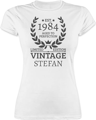 Shirt Damen - 40. Geburtstag - Est.1984 Aged to Perfection Limited Edition - L - Weiß - Tshirt 40 40.Geburtstag 1983 Vintage t-Shirts für Frauen zum Name t-Shirt Personalisieren Jahre vierzigster von Geschenk mit Namen personalisiert by Shirtracer