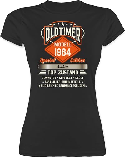 Shirt Damen - 40. Geburtstag - Oldtimer Special Vintage 1984 mit Name - L - Schwarz - 40 1983 Tshirt Frauen zum t Geschenke t-Shirt vierzigster personalisierte für jährige Years 40.Jahre Modell von Geschenk mit Namen personalisiert by Shirtracer