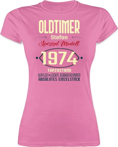 Shirt Damen - 50. Geburtstag - Oldtimer Spezial Modell 1974 zum Fünfzigsten - Name Aufdruck - dunkel - XL - Rosa - Tshirt 1973 50 t-Shirts und Frau t-Shirt Jahre Tshirts Frauen von Geschenk mit Namen personalisiert by Shirtracer