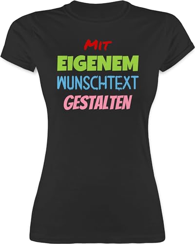 Shirt Damen - Aufdruck selbst gestalten - Wunschtext I Mit eigenem Text personalisiert I Custom Text - M - Schwarz - t Tshirt Bedrucken Lassen personalisierte beschriften Tshirts namens-Shirt von Geschenk mit Namen personalisiert by Shirtracer