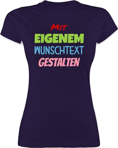 Shirt Damen - Aufdruck selbst gestalten - Wunschtext - XXL - Lila - Tshirt Bedrucken Personalized Name t Shirts t-Shirt drucken individuellem Druck bedrucktes selber eigenem Text Lassen von Geschenk mit Namen personalisiert by Shirtracer